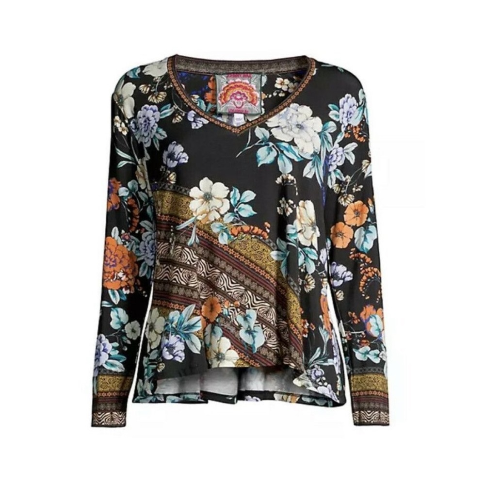 Johnny Was Janie Favorite Golden swing long sleeve floral boho Jersey tunic - Picture 4 of 7